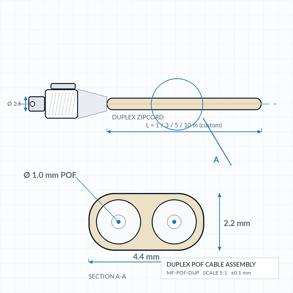 HFBR-4513 POF Cable Assembly